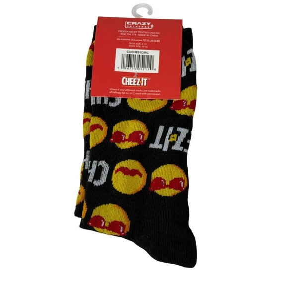 Snack Cracker Theme Socks Mens 6–13 Black Red Yellow Novelty Food Crew NWT - Picture 4 of 4